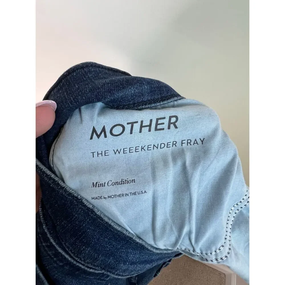 MOTHER  The Weekender Mid Rise Fray Flare Jeans Mint Condition Women's Size 33 - Picture 11 of 12
